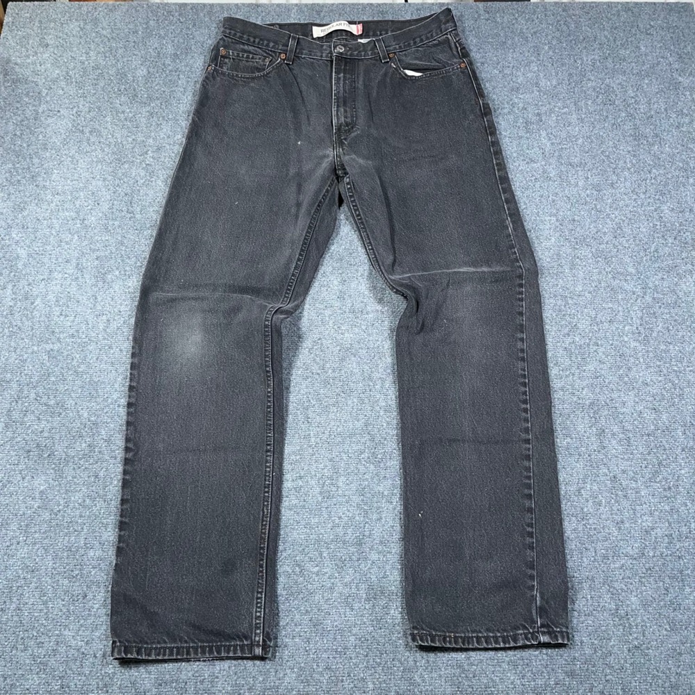 VTG Levi's 505 Regular Fit Classic Tag Jeans Mens 36x34 Straight Faded Black y2K